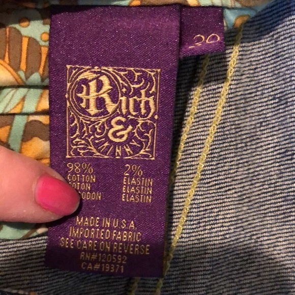 Rich & Skinny size 30 blue denim embellished with brass studs Straight leg - Picture 5 of 7